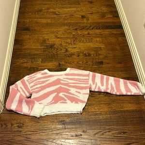 Cropped pink zebra sweater